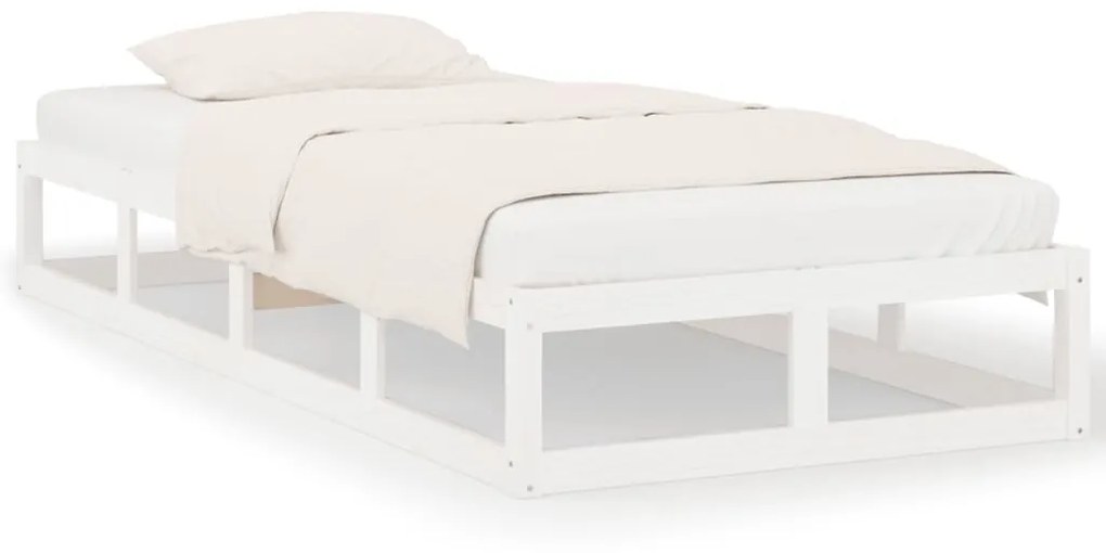 vidaXL Bedframe massief hout wit 75x190 cm 2FT6 Small Single