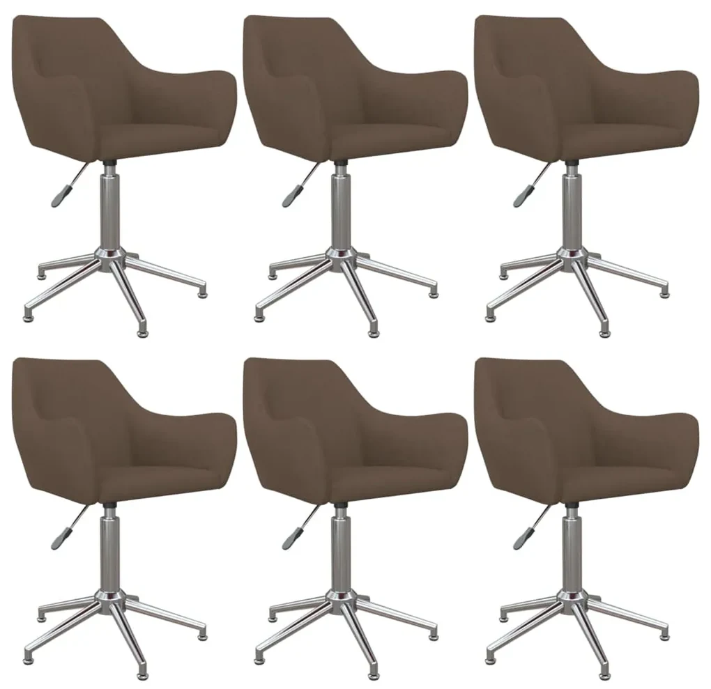 vidaXL Eetkamerstoelen draaibaar 6 st stof taupe