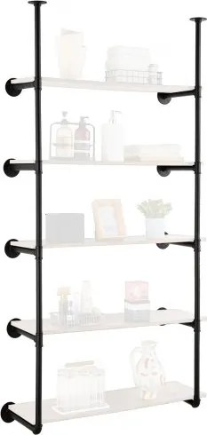 VEVOR Industriële pijpenplank, 5 lagen, 2 stuks, 9,84 inch plankbreedte, wandmontage, zwevende rustieke houten planken, beugel, boekenplank, opberghouder voor keuken, slaapkamer, badkamer (planken NIET inbegrepen)