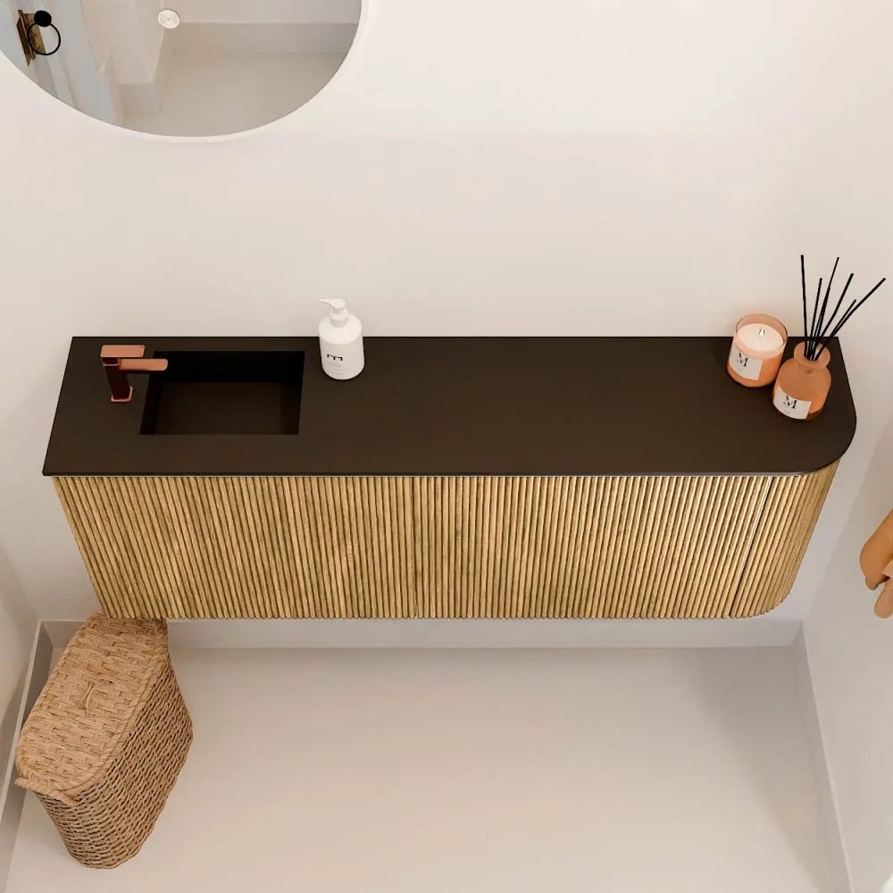 Mondiaz Joya 110cm toiletmeubel ronding rechts oak met wastafel faye links 1 kraangat urban
