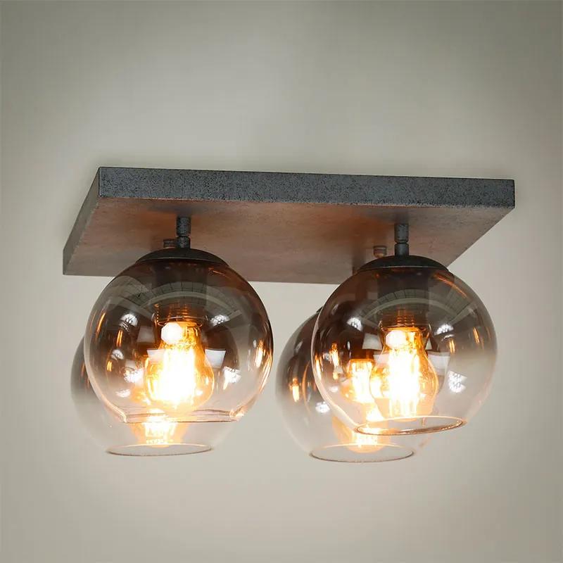 Galsa 4-lichts Plafondlamp | Kalfort | Glas & Metaal | Grijs, Metaalkleurig   | Cavetown