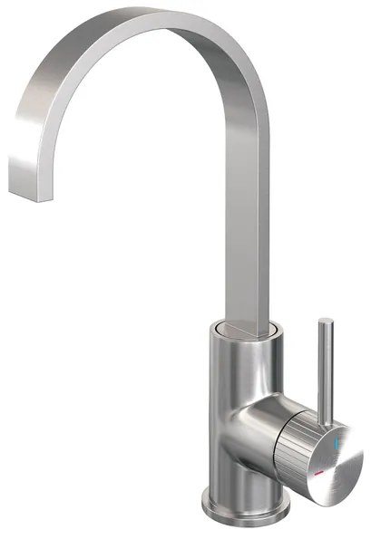 BRAUER Stripe Hoge Opbouw Wastafelmengkraan - draaibare platte uitloop - model A - RVS-kleurig geborsteld PVD 5-NG-003-S5