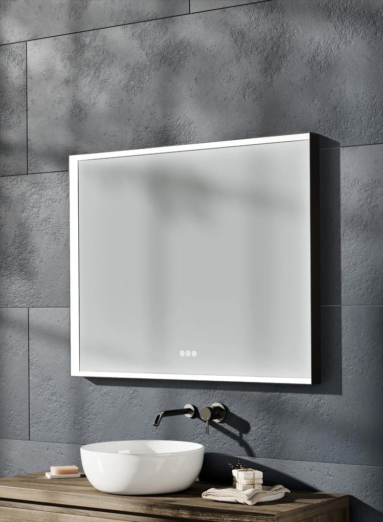 Thebalux M20 spiegel 100x80cm met verlichting en verwarming mat zwart