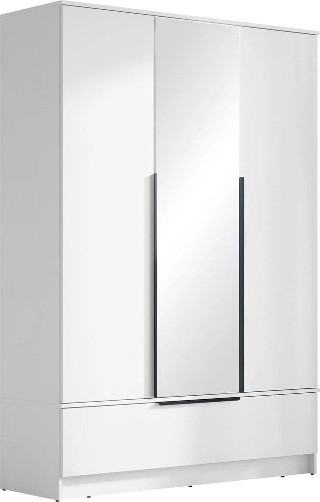 Kledingkast Sarasota 201, Wit, 193x135x51cm, 116 kg, Kledingkast deuren: Met scharnieren