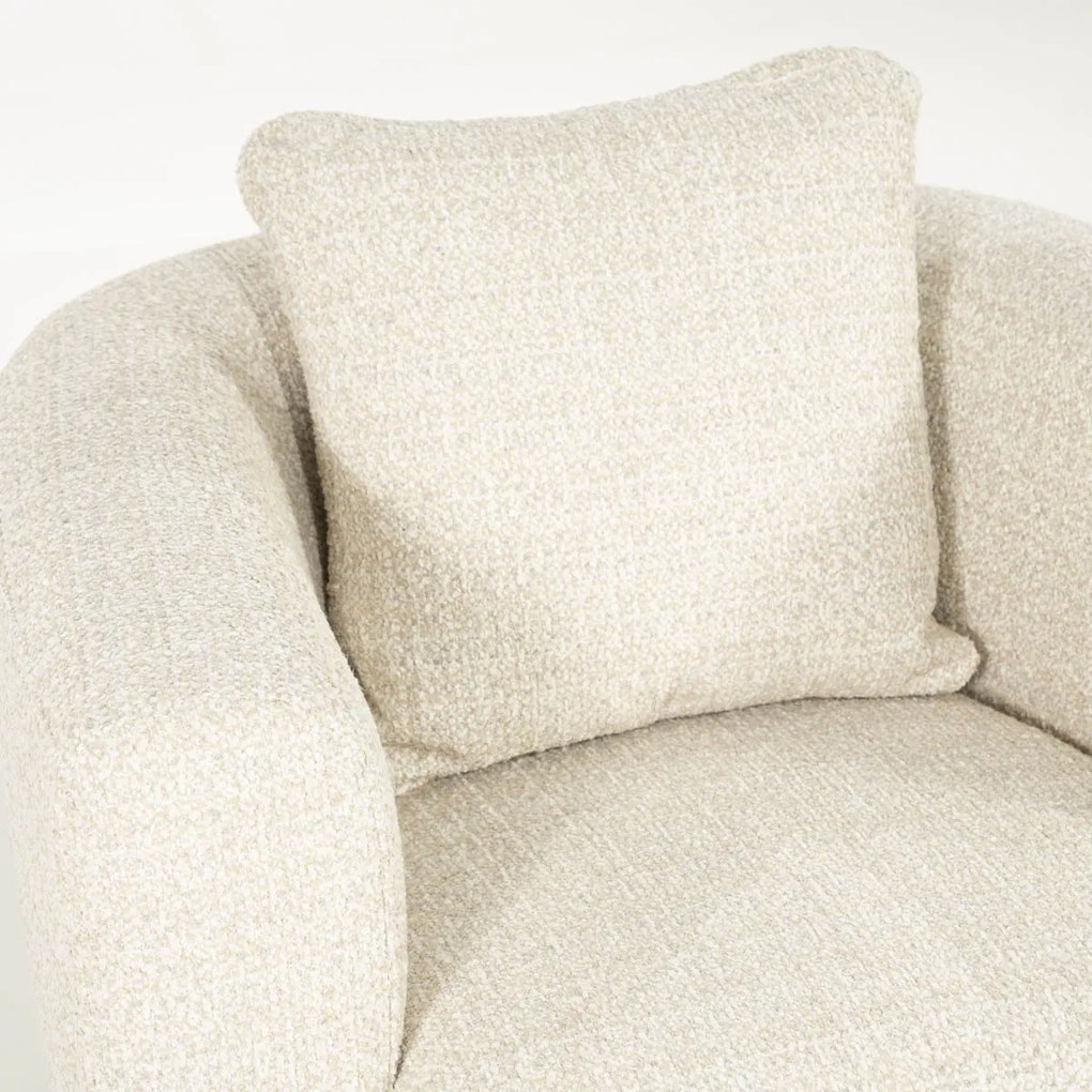 Draaibare Fauteuil Beige Met Walnoot Hout