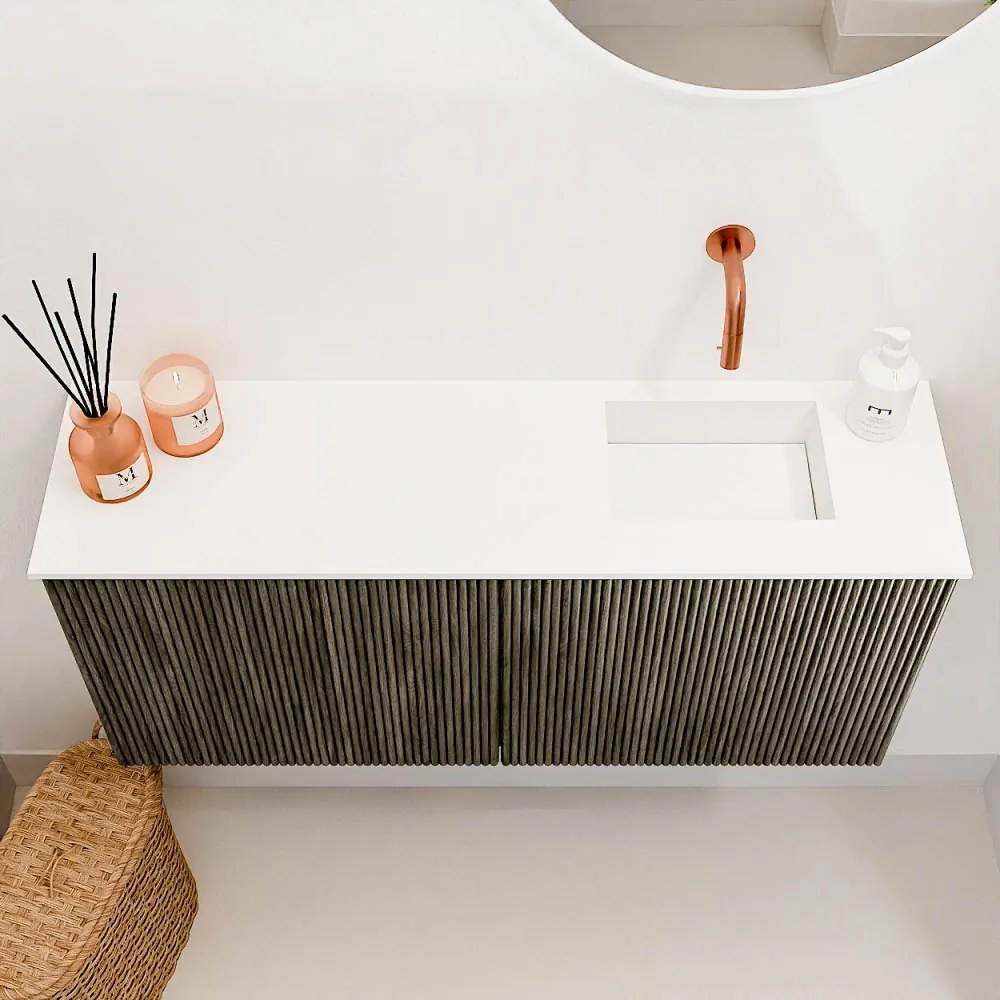 Mondiaz Joya 90cm toiletmeubel shadow met wastafel faye rechts zonder kraangat talc
