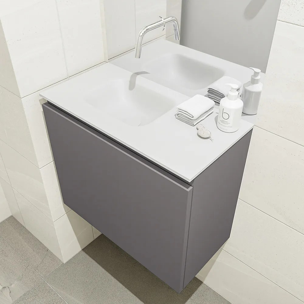 Mondiaz Olan 60cm toiletmeubel dark grey met wastafel talc links geen kraangat