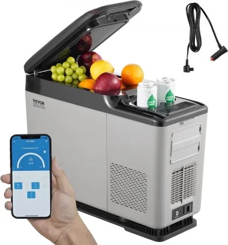 VEVOR Autokoelkast, 12-volt autokoelkast voor in de armleuning, draagbare vriezer met één temperatuurzone, 15 liter, instelbaar temperatuurbereik van -20°C tot 20°C, 12/24V DC en 100-240V AC, compressor koeler voor buiten, kamperen
