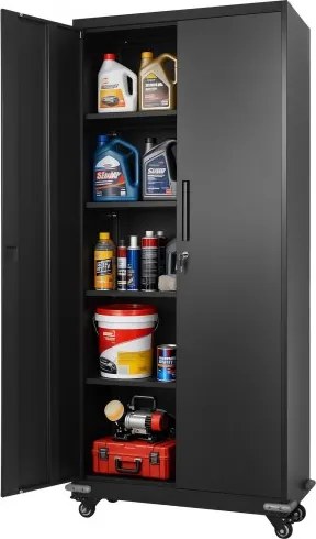 VEVOR archiefkast, 184,5 cm metalen kast met 4 verstelbare planken, 2 magnetische deuren en 2 sleutels, gereedschapskast voor het opbergen van gereedschap in een voorraadkast, magazijn, kelder of kantoor.