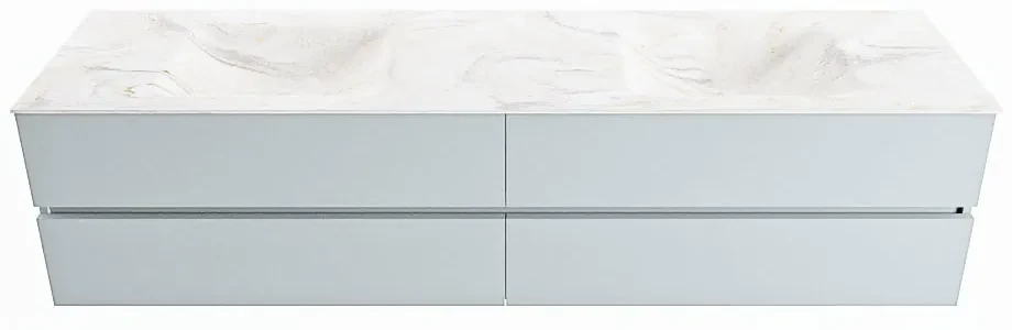 Mondiaz Vica DLux badmeubel 200cm clay 4 lades met wastafel ostra dubbel zonder kraangat