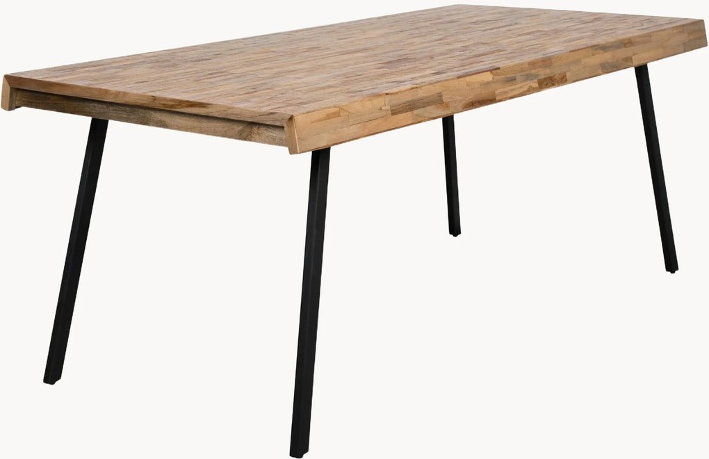 Eettafel Suri met teakhouten tafelblad, in verschillende formaten