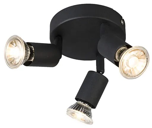 Industriële Spot / Opbouwspot / Plafondspot zwart kantelbaar rond 3-lichts - Jeany Modern GU10 Binnenverlichting Lamp