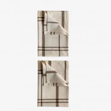 Set Van 2 Ducase Katoenen Keukenhanddoeken Beige – Crème - Sklum