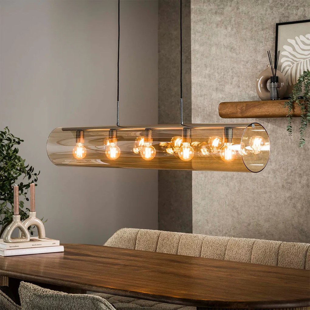 Glazen Buis Hanglamp Amberglas
