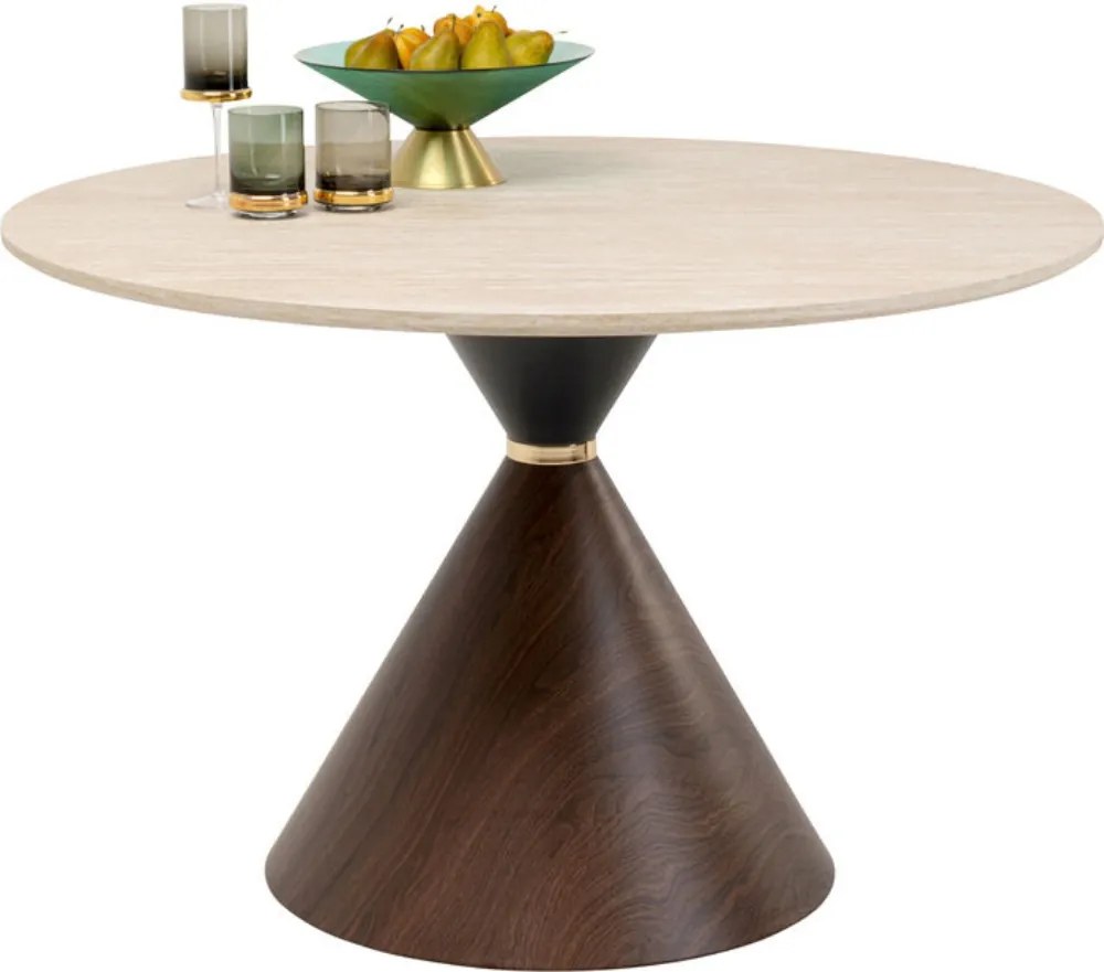 Ronde Eettafel Travertinlook - 120 X 120cm.