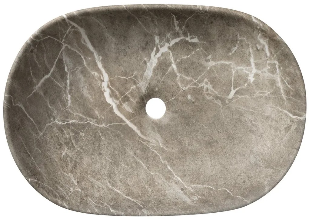 Sapho Rondane keramische waskom 60x42cm bruin marmer