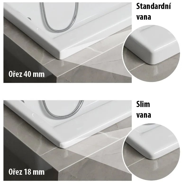 Polysan Andra Slim asymmetrisch bad rechts 180x90x45cm wit