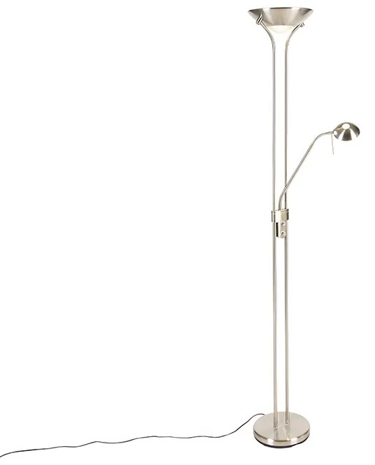 Vloerlamp staal met leeslamp incl. LED dimbaar in Kelvin - Diva