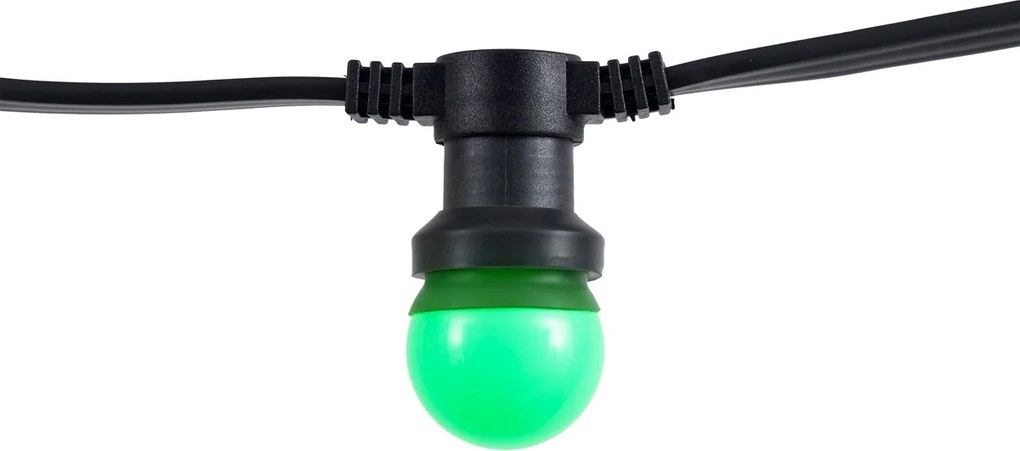 Lichtsnoer zwart koppelbaar met stekker 10m incl. E27 20-lichts IP64 - Lubber