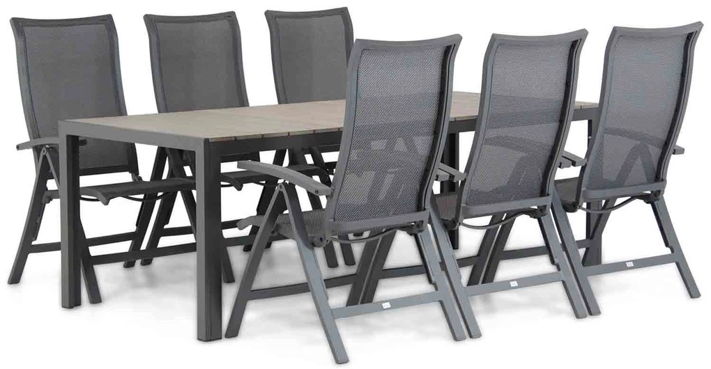 Tuinset 6 personen 217 cm Aluminium/Textileen /Aluminium/textileen Grijs Presto Lucardo/Young