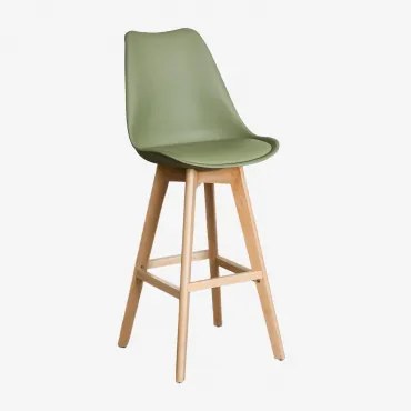 Hoge Kruk Met Kussen In Kunstleer Nordic Leger Groen – Koel & ↑75 Cm - Sklum