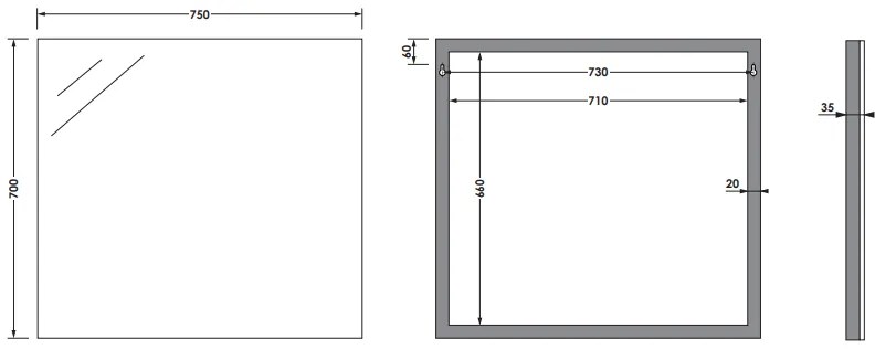 Sanituba Alu spiegel 75x65 Aluminium Geborsteld