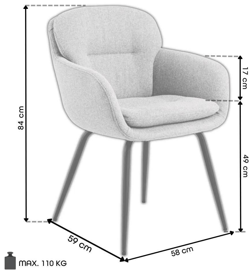 GEORGIA Beige Latte (stof Monza 60) - MODERNE GESTOFFEERDE DRAAISTOEL VOOR WOONKAMER/EETKAMER/LOFT KANTOOR