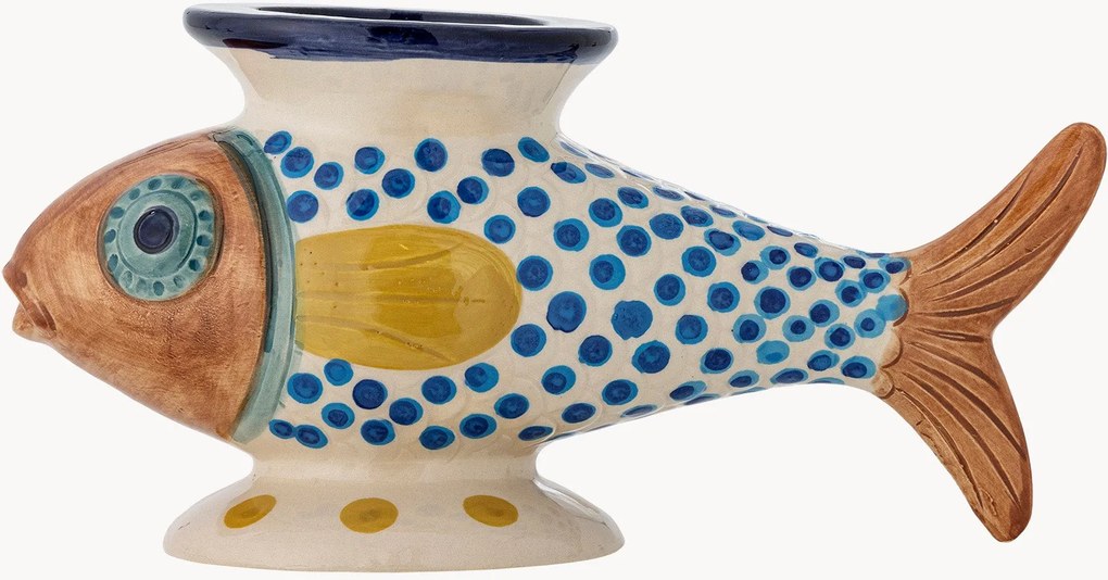 Handbeschilderde decoratieve vaas Nobu van steengoed, H 15 cm