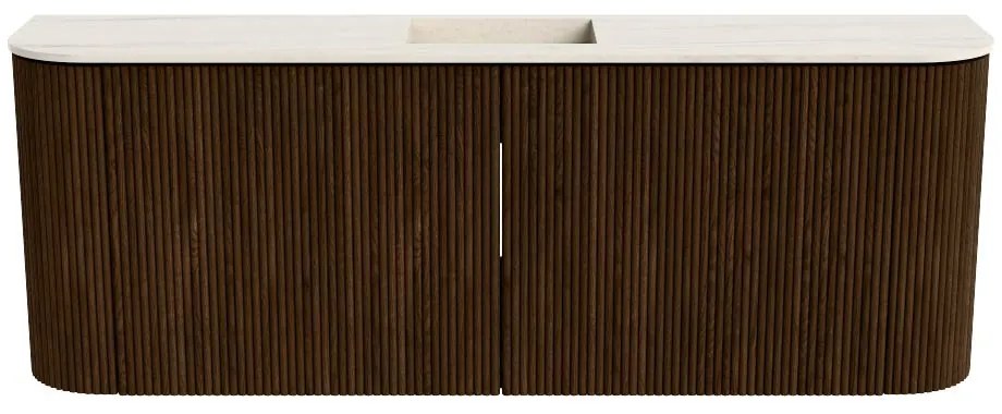 Mondiaz Joya DLux 115cm toiletmeubel ronding links/rechts walnut met wastafel faye midden 1 kraangat meli