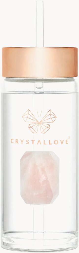 Waterfles Crystallove van rozenkwarts