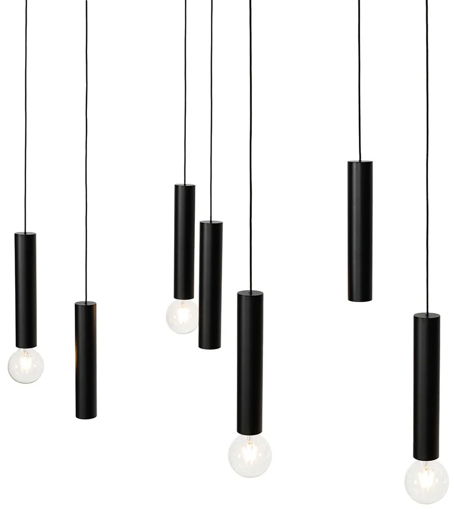 Eettafel / Eetkamer Design hanglamp zwart ovaal 7-lichts - Tuba Design E27 Binnenverlichting Lamp