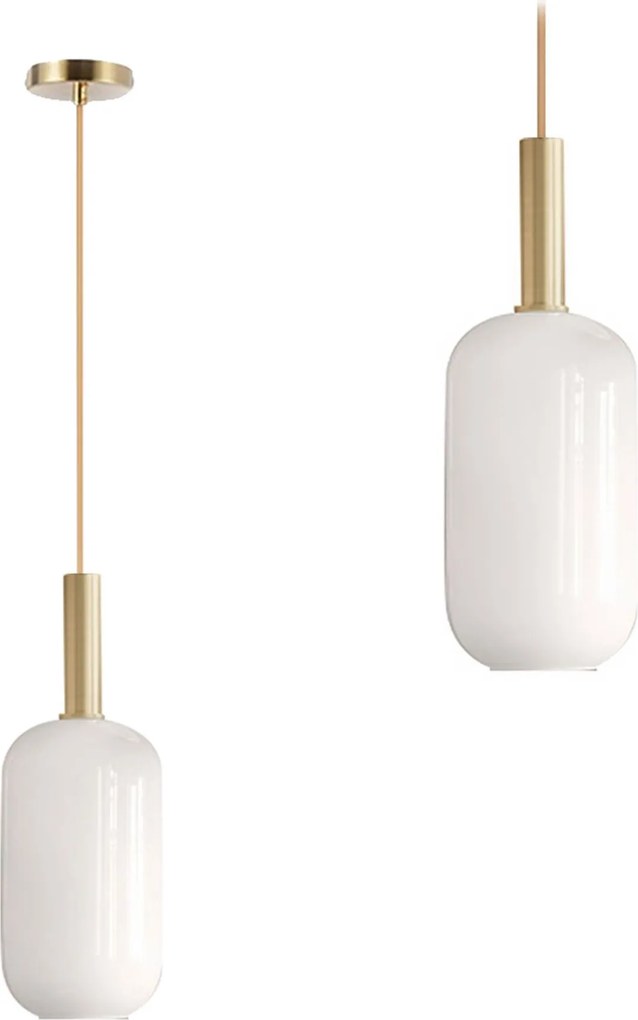 Hanglamp Melkachtig Glazen Buis Goud Wit APP667-1CP