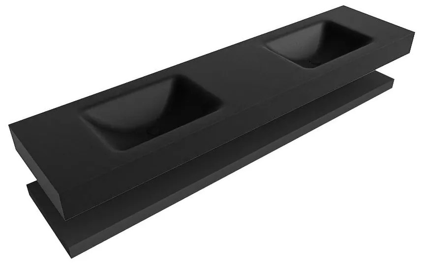 Zaro Alan badmeubel 190cm met planchet urban en vrijhangende wastafel cloud dubbel 2 kraangaten urban
