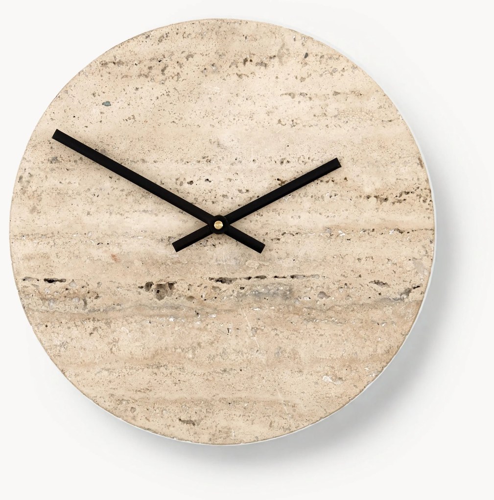 Handgemaakte klok Loko van travertijn