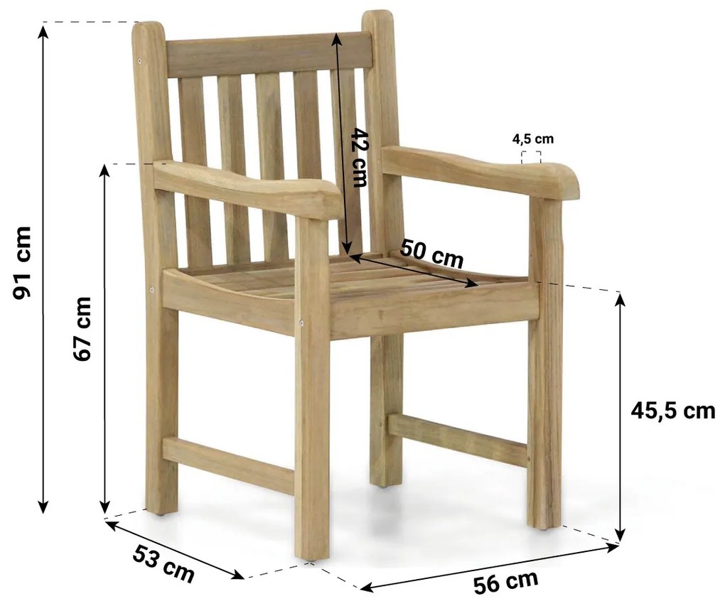 Loungestoel Teak Old teak greywash Garden Collections Preston