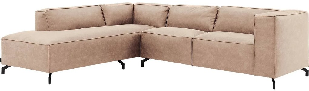 Goossens Bank Calvin beige, micro leer, 2,5-zits, modern design met ligelement links