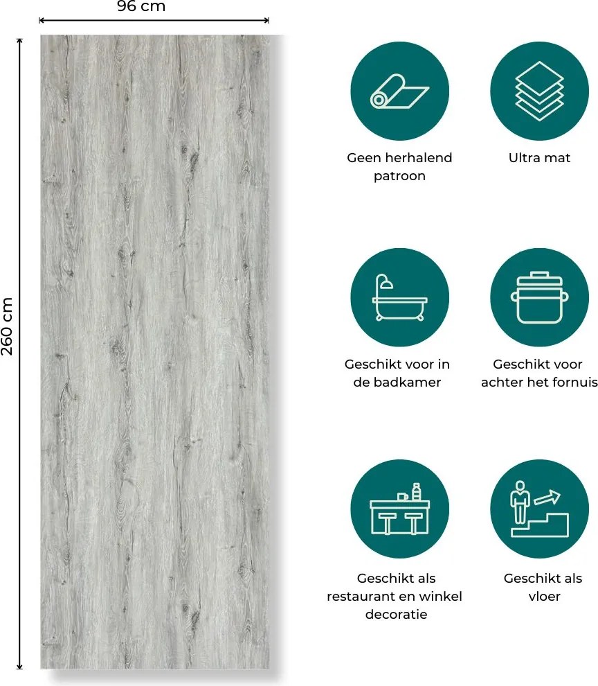 SPC Hout Wandpaneel Quercia Grigia 260x96x0.3cm | Badkamer Wandpanelen