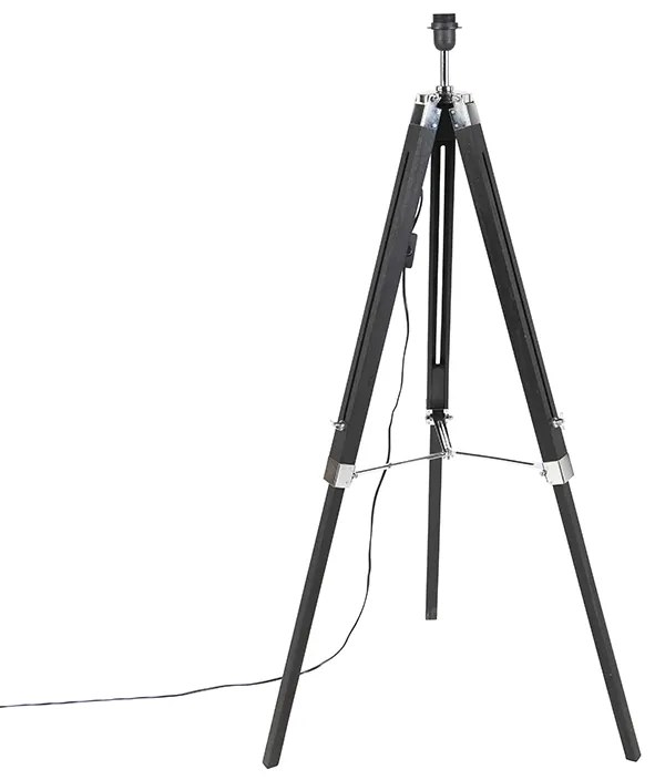 Landelijke vloerlamp zwart zonder kap - Tripod
