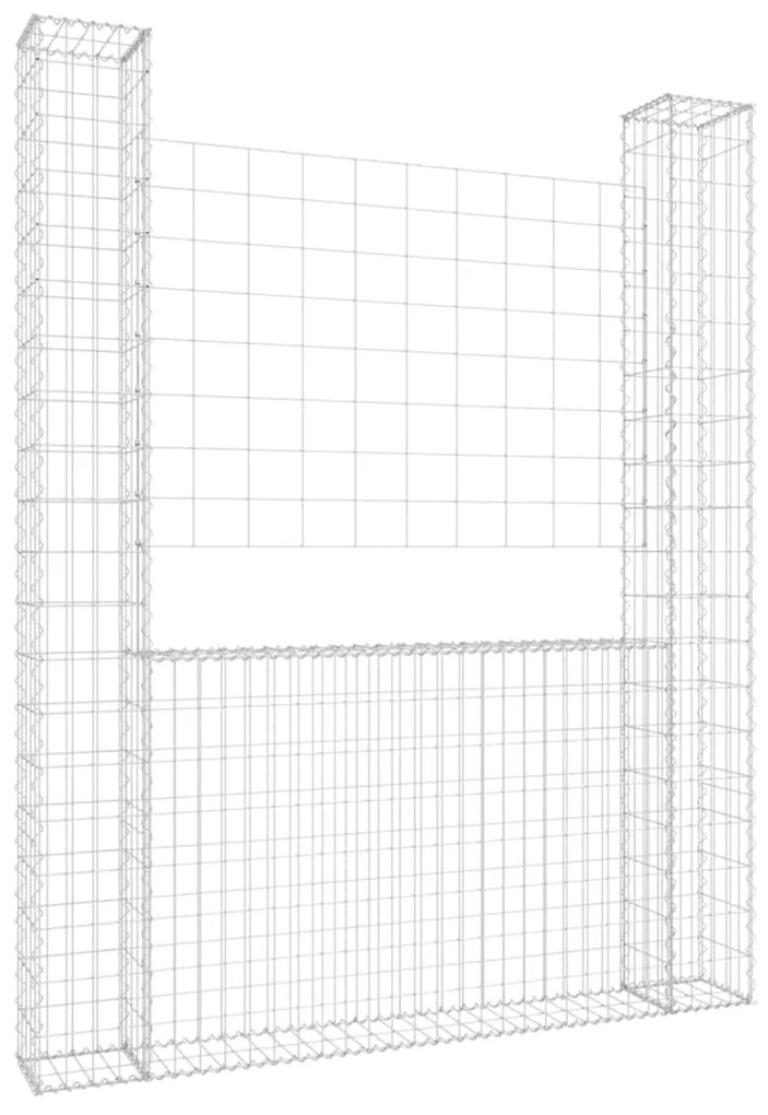 vidaXL Schanskorf U-vormig met 2 palen 140x20x200 cm ijzer