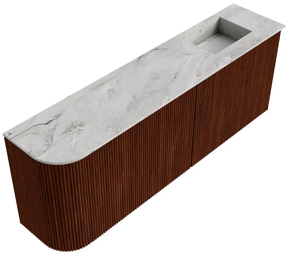 Mondiaz Joya DLux 110cm toiletmeubel ronding links ruby met wastafel faye rechts 1 kraangat glace