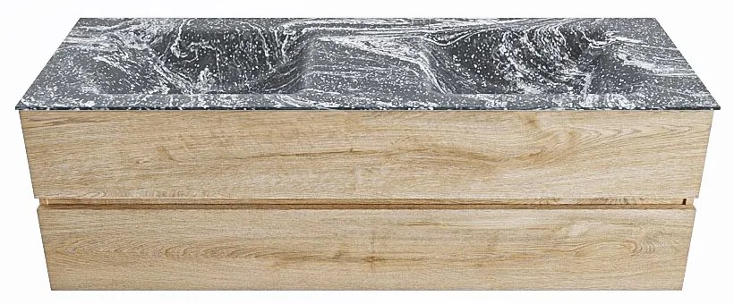 Mondiaz Vica DLux badmeubel 150cm washed oak 2 lades met wastafel lava dubbel zonder kraangat