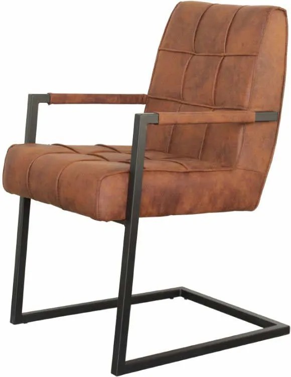 Eetkamerstoel - Jupiter - stof Cowboy retro lederlook cognac
