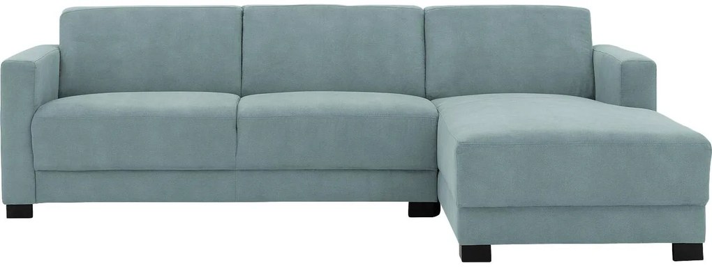 Goossens Bank My Style blauw, microvezel, 2,5-zits, stijlvol landelijk met chaise longue rechts