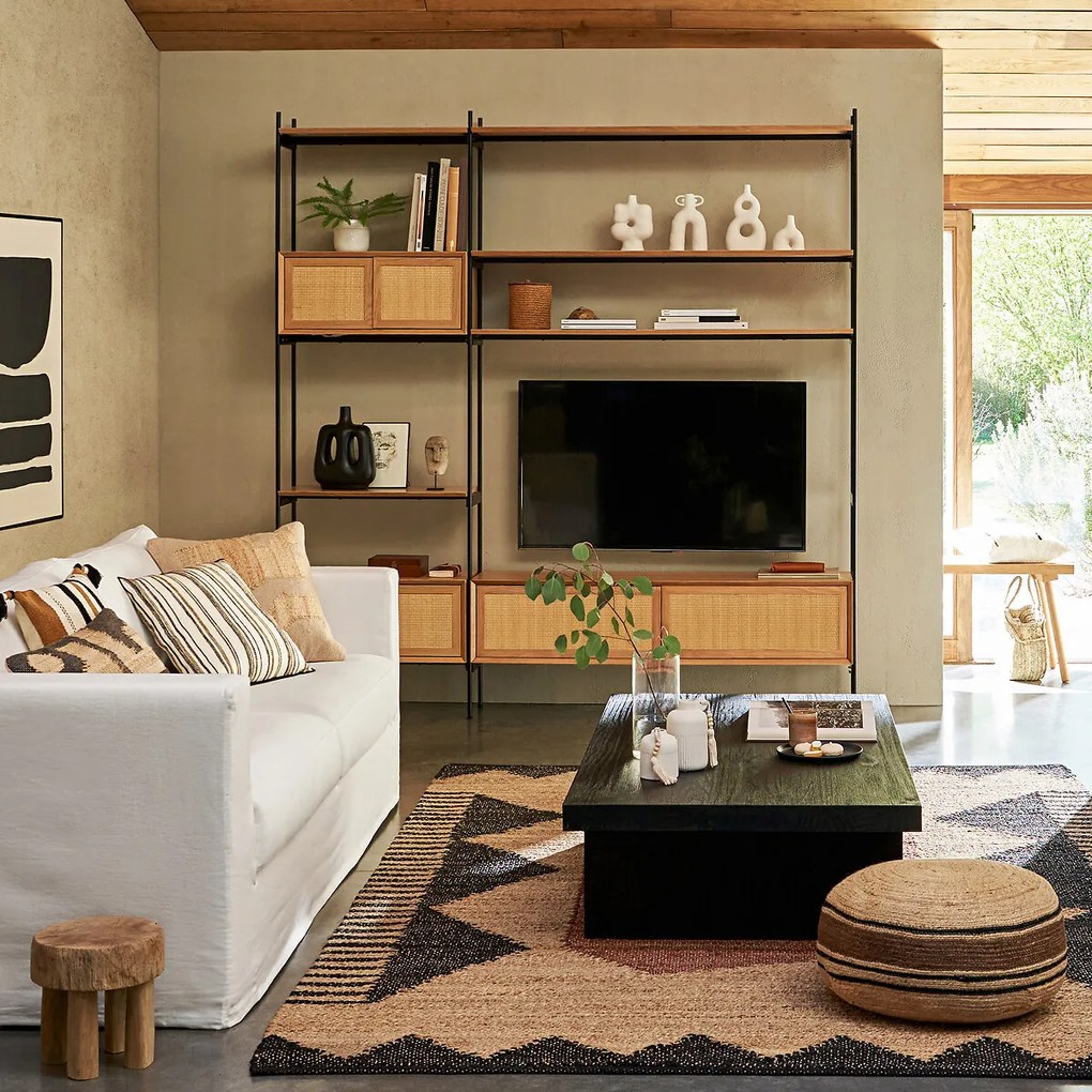 Poef in gevlochten jute, Tahani