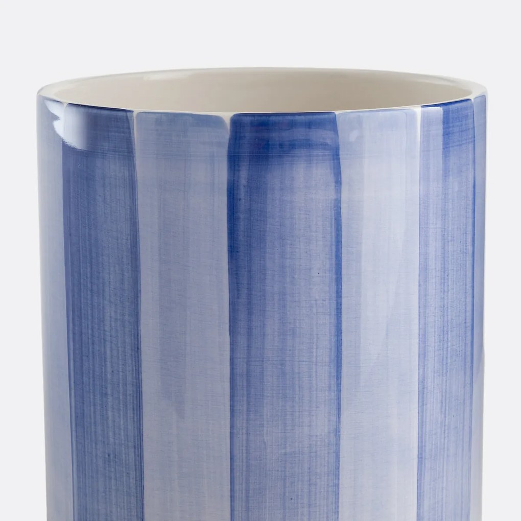 Gestreepte bloempot van keramiek, diameter 14 cm, Jaoma