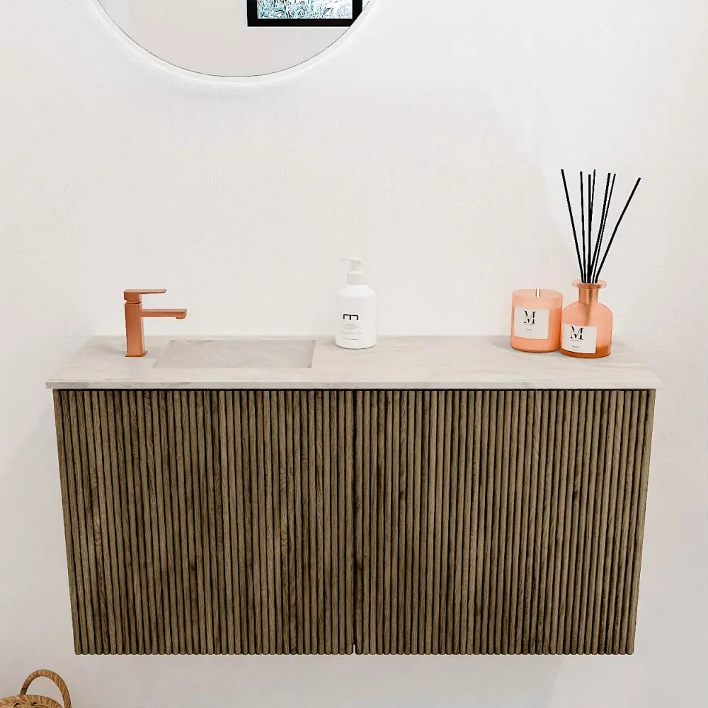 Mondiaz Joya DLux 80cm toiletmeubel dusk met wastafel faye links 1 kraangat ostra