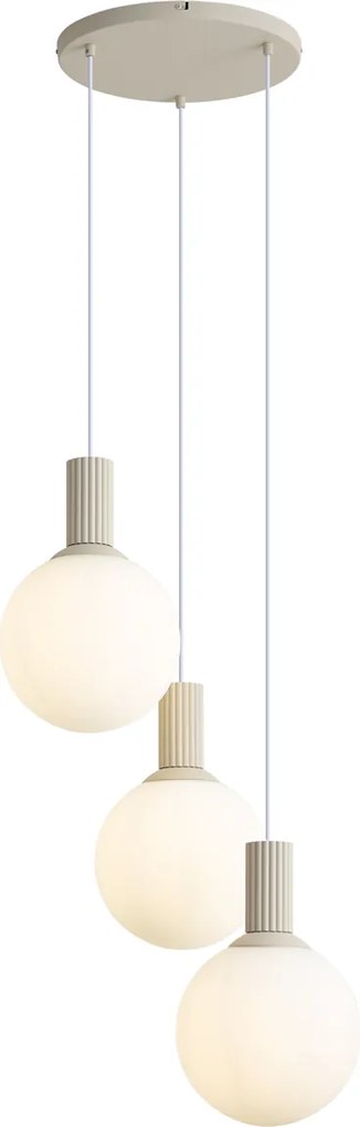 Scandinavische hanglamp beige met opaal glas 3-lichts - Polly