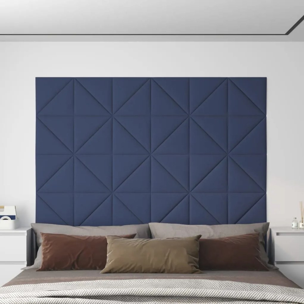 vidaXL Wandpanelen 12 st 1,08 m² 30x30 cm stof blauw