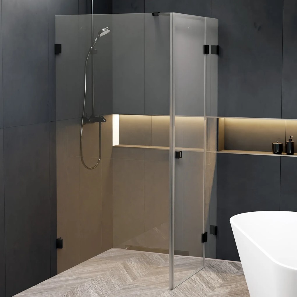 Riho Scandic X203 douchecabine rechts 140x90cm zwart mat