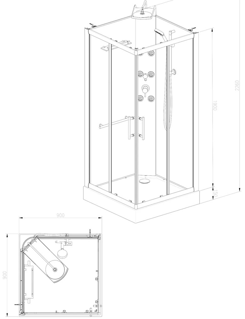 Mueller Company complete douchecabine 90x90x218cm